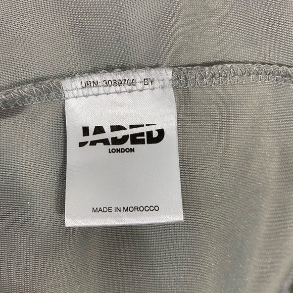 JADED LONDON Crushed Velvet Button Down Shirt Blouse Embroidered Panther Silver - Picture 13 of 14